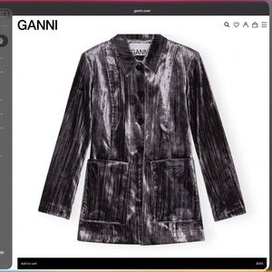 🩷NWT🩷GANNI PHANTOM GREY STRIPED VELVET BLAZER SIZE EU 38 / US 8